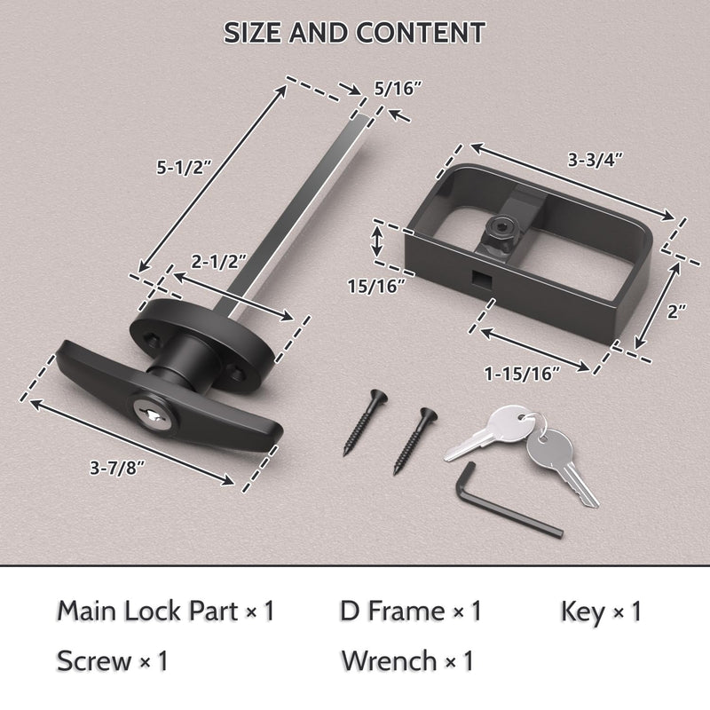 2Pack Shed Lock, 5-1/2" Steam with 4 Keys, Shed Door Latch, Door Lock Latch, Shed Door Hardware- Black 2