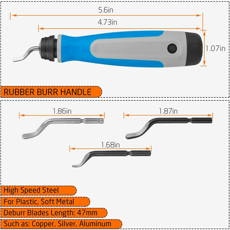 STARVAST Deburrer Tool Universal, Hand Deburrer with 15 Replacement Blades, 360° Rotating Blade Cutting Tool for 3D Printers, Plastic, Aluminum and Stainless Steel (1 Tool + 15 Blades)