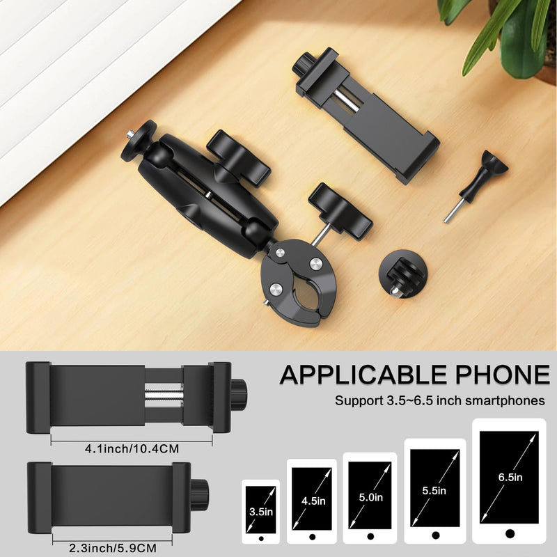 Taisioner Super Camera Clamp Mount 3.6" Socket Arm 360°Ball Head Magic Arm 1/4" Thread for Canon Nikon/Digital Camera/DSLR/Gopro/Insta360/LED Light(Gopro Adapter,Phone Holder) 3.6"Socket Arm