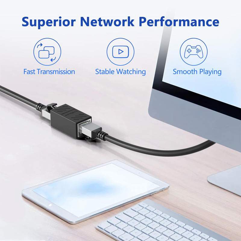Jadaol [1000Mbps, High-Speed] RJ45 Coupler, Ethernet Extender Adapter for Cat7/Cat6/Cat5e, Female to Female LAN Connector for PC, Router, Modem, PS5, Xbox, Network Extension, 1 Pack, Black RJ45 1 pack