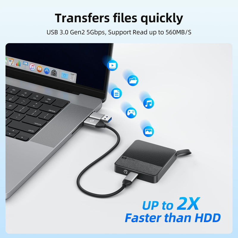SAN ZANG MASTER Portable SSD 1 TB, External Solid State Drive, Up to 560MB/s, Durable Storage for Photos, Games, Files