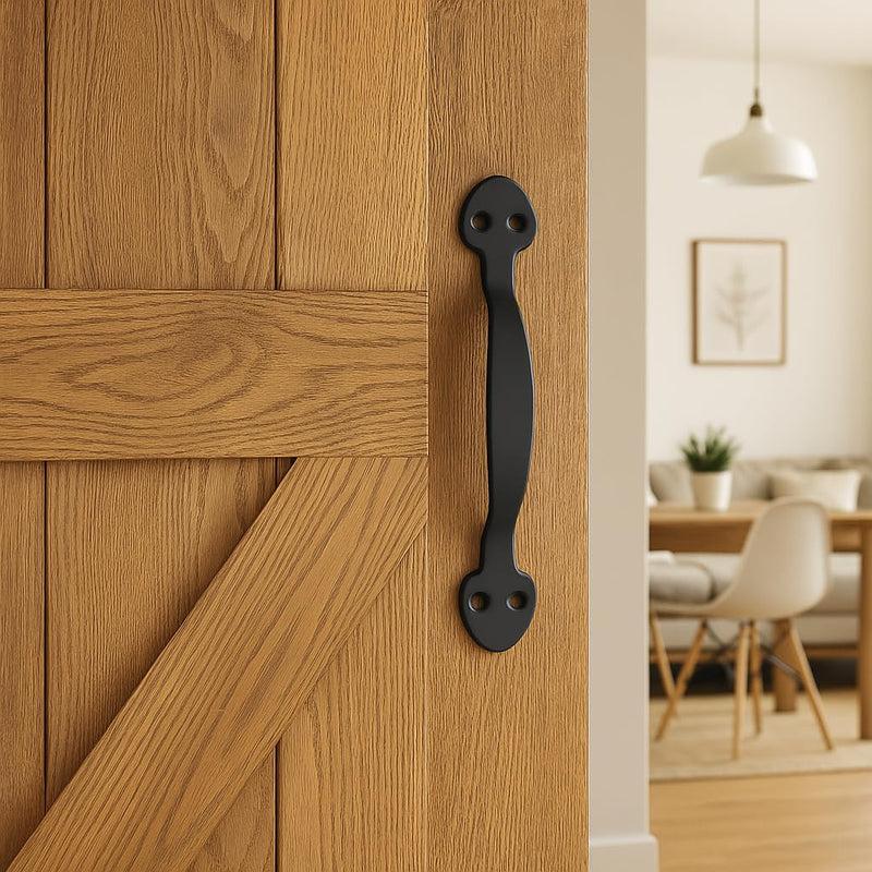2-Pack 9 Inch Oval Tapered Barn Door Handle - Black Cast Iron Pull for Sliding Doors, Gates, Sheds, Fences, Closets - Indoor Outdoor Farmhouse Hardware 9" - 2 Pack