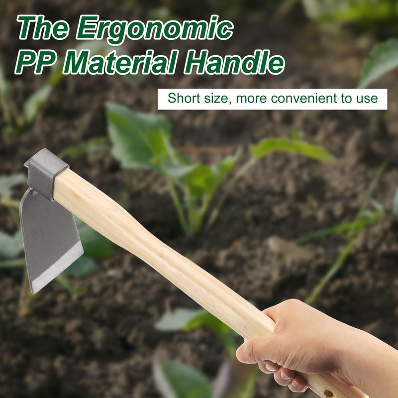 HARFINGTON Garden Hoe 15" x 4.45" Steel Hoe Garden Tool Anti-Rust with Non-Slip Wooden Handle Edger Weeder Shovel for Backyard Loosening Farm Planting Weeding