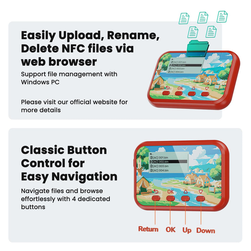 Joysfusion NFC Emulator, Store 3000 NFC Data, Support Ulimited Scan, 1.2" Screen, Easy Button Controls, Rechargeable for Endless Play, Compatible with 50+ Games (Red) Red
