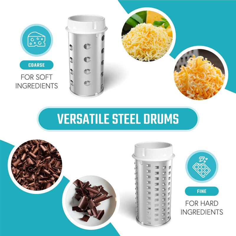 Parmesan Cheese Grater Hand Crank, Restaurant-Grade Rotary Cheese Grater Handheld Italian Style with 2 Stainless Steel Drum Blades is Dishwasher Safe & Easy to Clean 0000