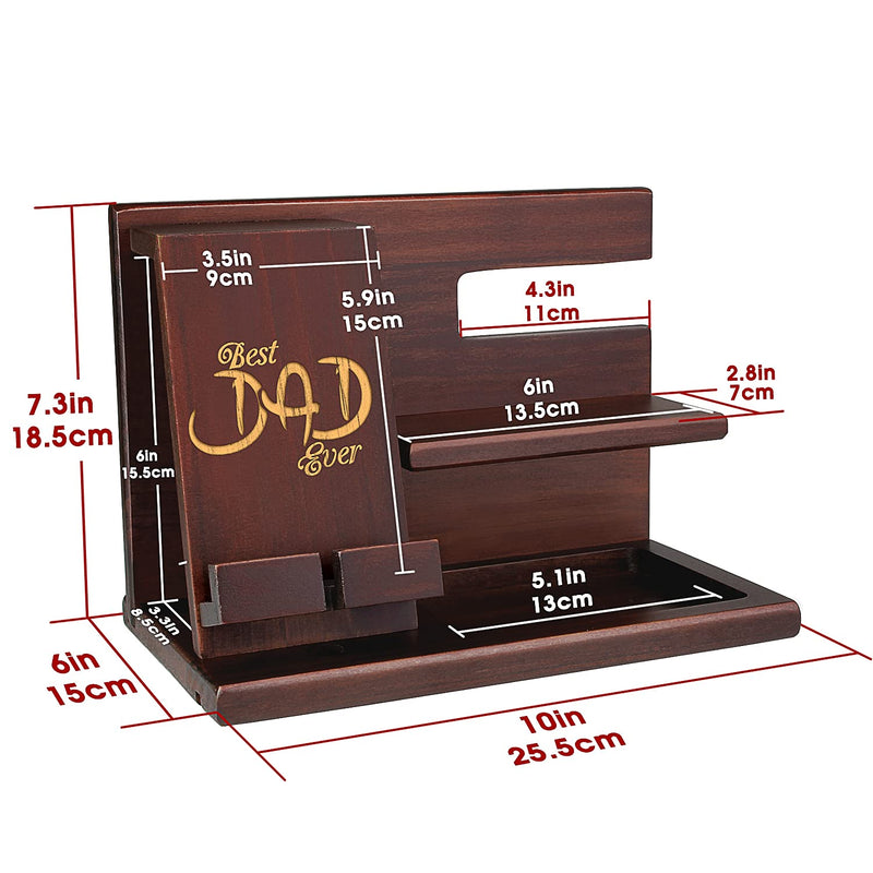 Personalized Wood Phone Docking Station - Presents For Dad - Best Dad Ever - Perfect For Birthday, Christmas, Fathers Day