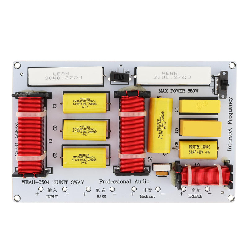3 Way Speaker Crossover, 350W 3 Way 3 Speaker Unit HiFi Home Speakers Audio Frequency Divider Crossover Strainers Yellow