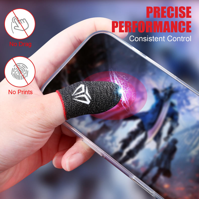 6 Packs Mobile Gaming Finger Sleeve Silver Fiber Anti Sweat Thumb Sleeve Thin Breathable Smooth Game Controller Finger Cover Phone Touchscreen Finger Protectors Accessories for Gamer