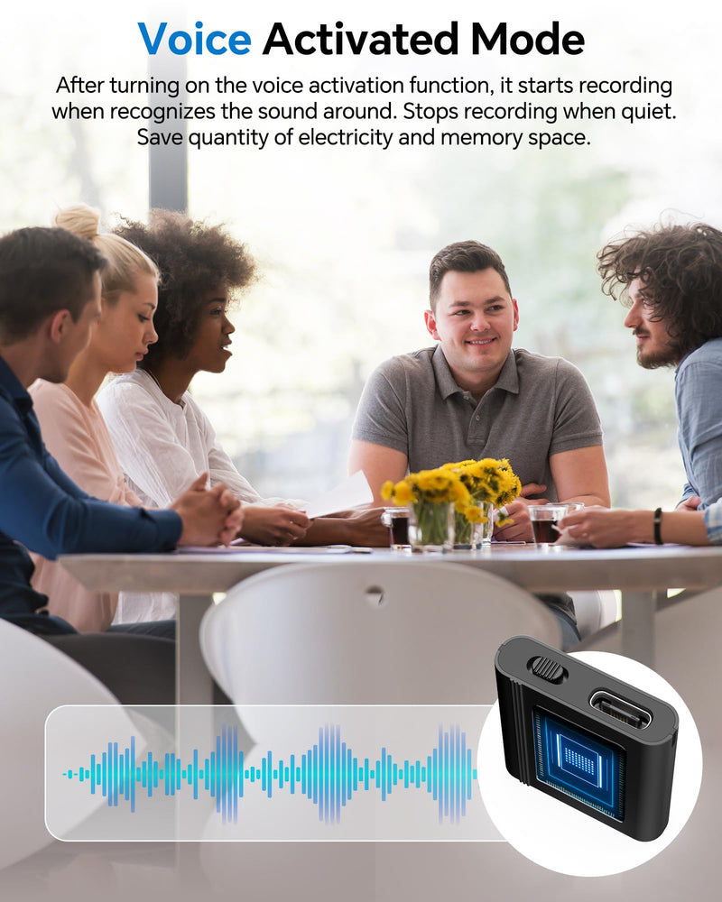 yvn 128GB Digital Voice Recorder - Voice Activated Recorder with Playback, Audio Recording Device for Lectures Meetings, USB C Dictaphone Sound Tape Recorder