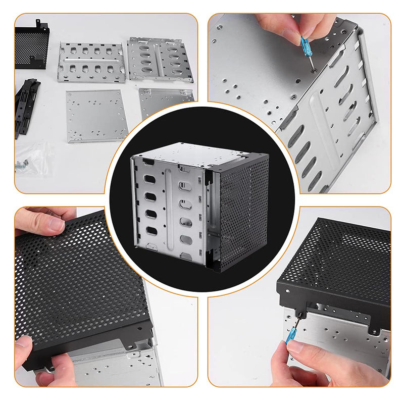 Hard Drive Rack, 5X3.5inch SATA SAS HDD Hard Drive Cage Adapter Rack Bracket for Hard Drive Internal Mounting Adapter Hard Driver Tray with Fan Space for Computer
