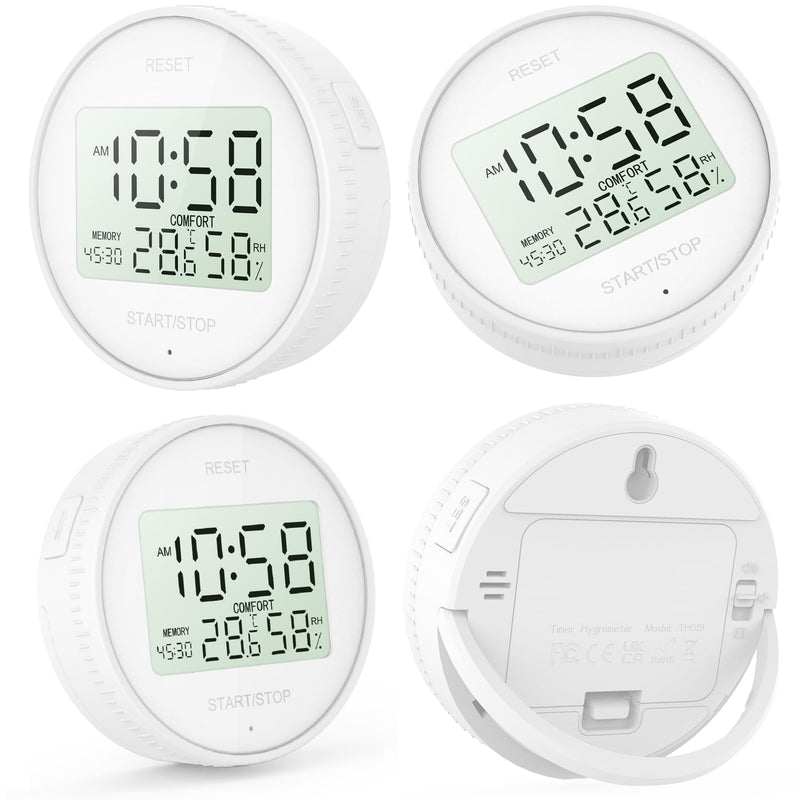 Magnetic Digital Hygrometer & Indoor Thermometer - Kitchen Timer for Cooking, Baking, Fitness, AAA Battery Included