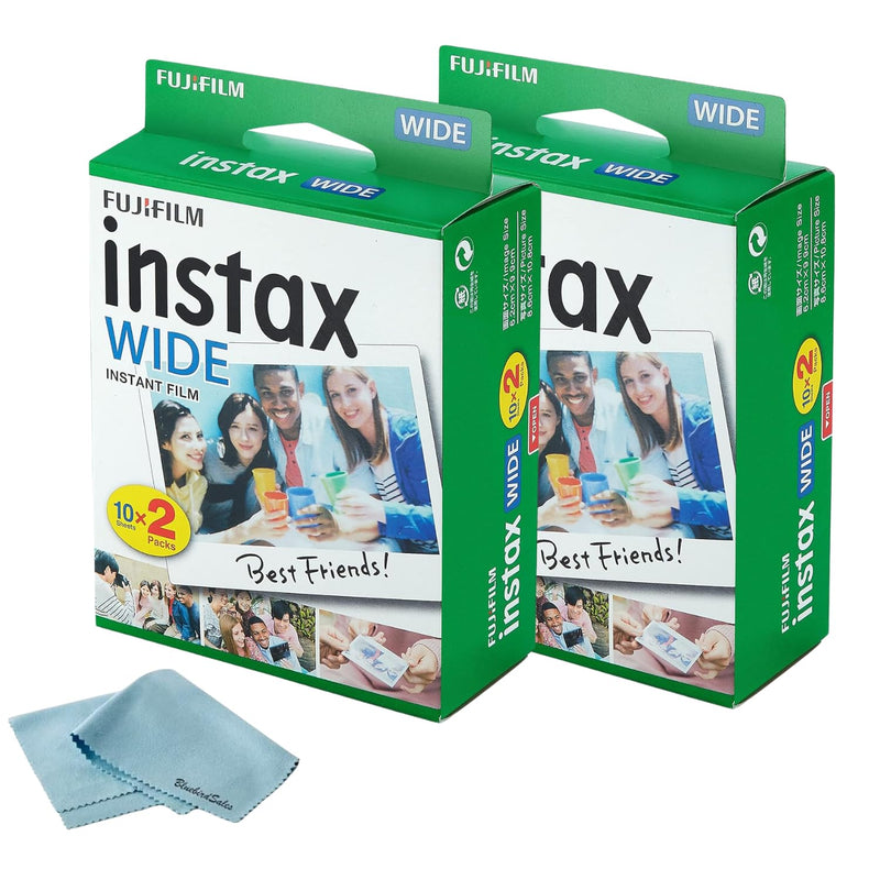 Fujifilm Instax Wide Instant Films for Fuji Instax Wide (40 Exposures) + BluebirdSales Microfiber Cleaning Cloth