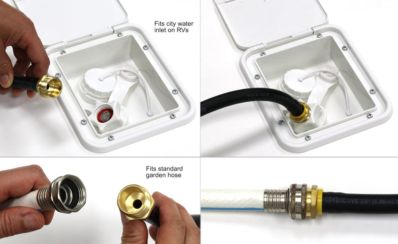 Winterize RV, Motorhome, Boat, Camper, and Travel Trailer: Air Compressor Quick-Connect Plug to Male Garden Hose Faucet Blow Out Adapter with Valve (Lead-Free Brass), 10.5" Long 10.5" Lead-Free