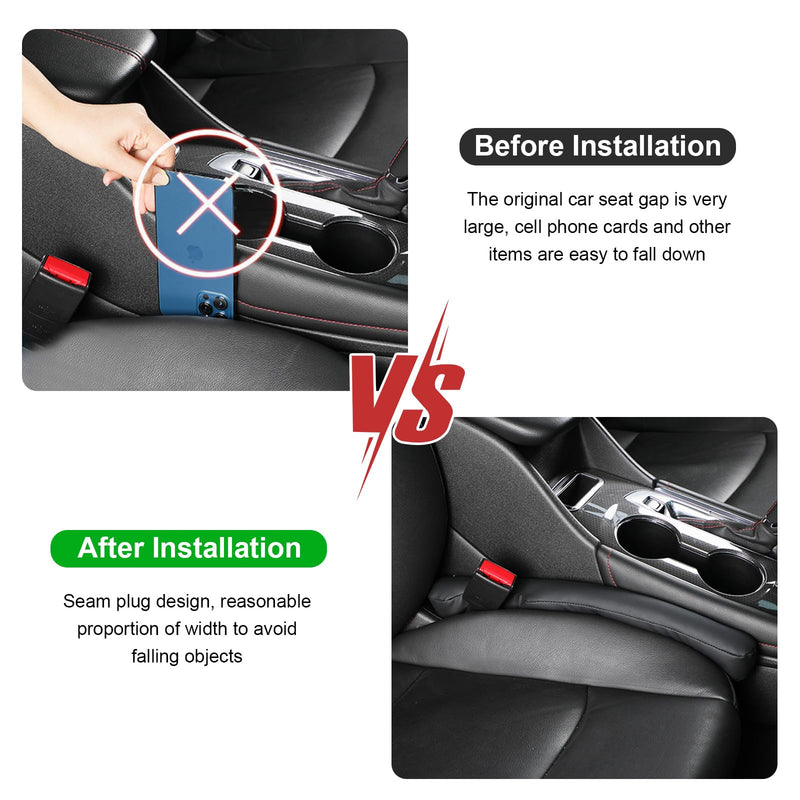 2 PCS Leather Car Seat Gap Filler, Auto Crevice Crack Plug Blocker to Stop Things from Dropping, Organizer Fill The Gap Between Seat and Console, Universal Car Accessories (Black) Black