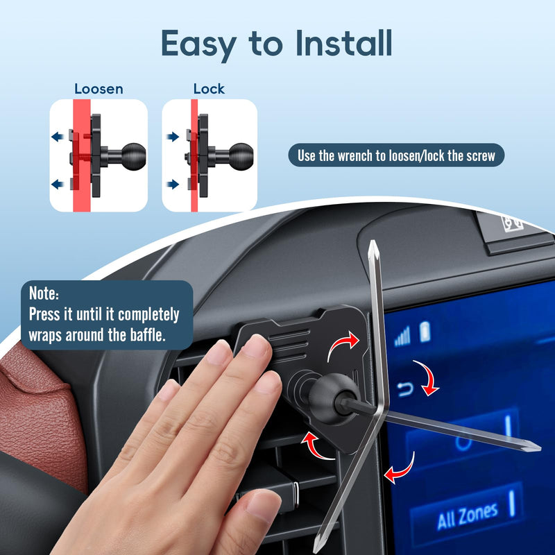 Kaishengyuan Wireless Charger Magnetic Vent Phone Mount Compatible with 2021-2025 Ford F-150, 2023-2025 Super Duty F250/F350/F450, Metal Phone Holder Cradles Bracket Stand for All Smartphone Charging-Magnetic