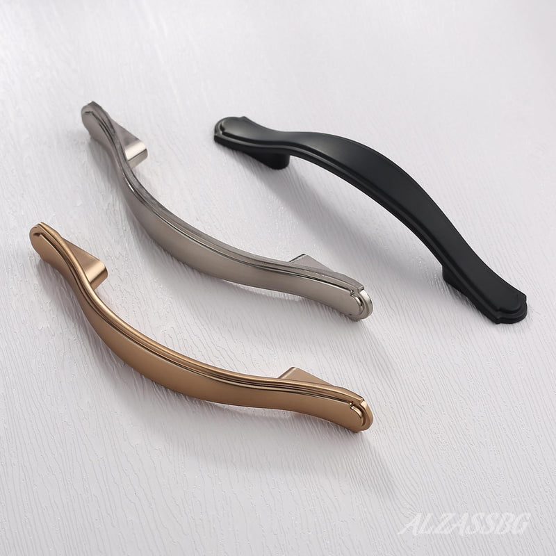 Alzassbg 10 Pack Matt Black Cabinet Pulls, 3-3/4 Inch(96mm) Hole Centers Cabinet Handles Arch Kitchen Hardware for Cabinets and Drawer AL3028MB Traditional - Matte Black 3-3/4" Hole Center