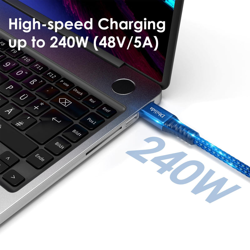 Thunderbolt 4 Cable 6.6FT Compatible, 240W, 40Gbps, 8K 60Hz, 4K 144Hz USB 4 USB C Cable for MacBook Pro/Air, SSD, Dell XPS HP, iPhone 17, SSD, Mac mini M4 Pro 6.6Feet