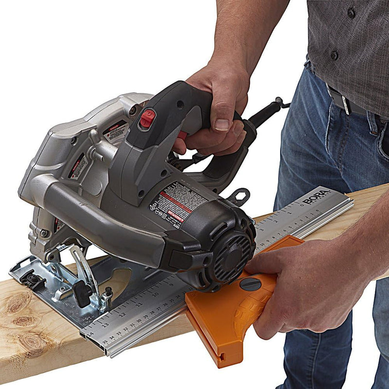 Bora 530416 QuickCut Circular Saw Guide with Rail & Angle Assist – All-in-One Woodworking Tool, 16" Durable Aluminum, (35.5cm) Guide Rail