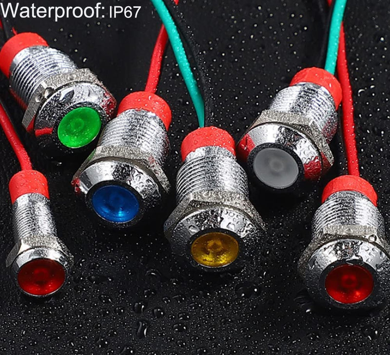 Gebildet Pack of 4 12mm 3V-4.5V-5V-6V-7.5V-9V LED Metal Indicator Light Waterproof Signal Lamp Pilot Dash with Wire (Blue) Blue (12mm)