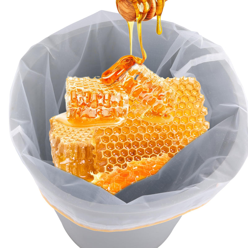 PEUTIER Pack of 2 Honey Filter Bags, 57.5 x 46 cm, Fine Mesh Nylon Strainer Bag with Adjustable Drawstring, Reusable Honey Filter Cloth, Nut Milk Bag, Beekeeping Supplies for Beginners for Farmers