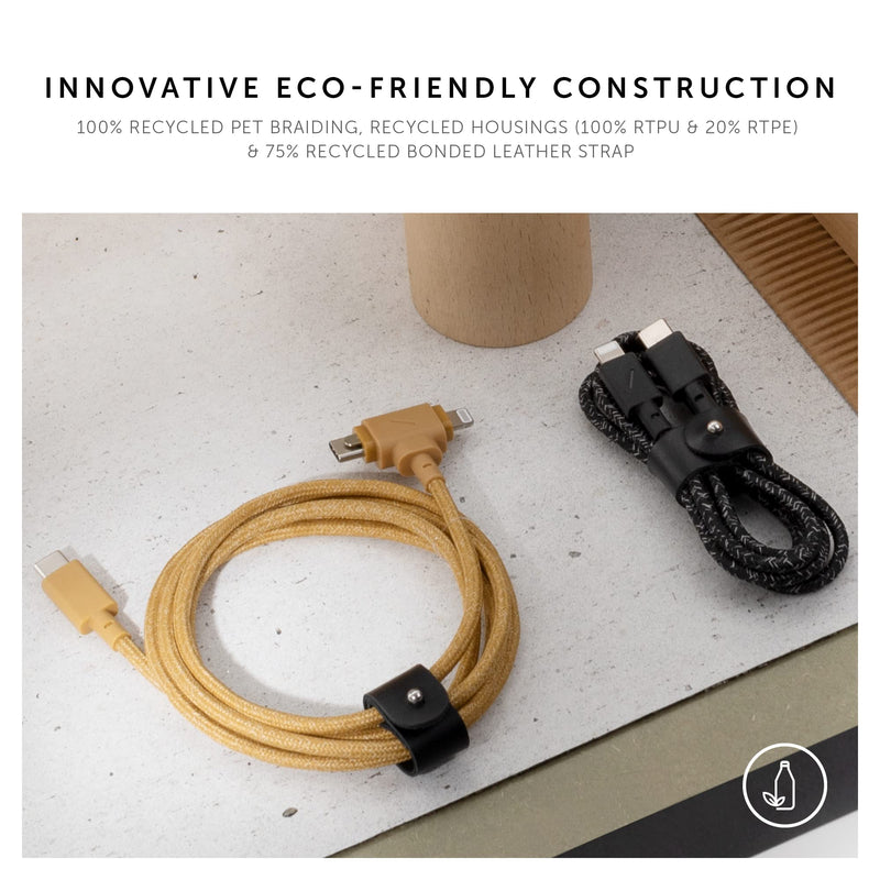 Native Union Belt Cable Duo – 5ft Ultra-Strong Braided Universal Charging Cable – Made with Recycled Materials – 2-in-1 Multi-Device MFi Certified Connectors for Lightning & Type-C Devices (Cosmos) Cosmos
