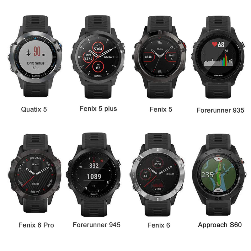 ISABAKE Band for Garmin Forerunner 935/Forerunner 945/955/965/Forerunner 745,Compatible with Fenix 5/ Fenix 5plus/ Fenix 6/ Fenix 6 Pro/Approach S60,Soft Silicone 22mm Replacement Bands Black