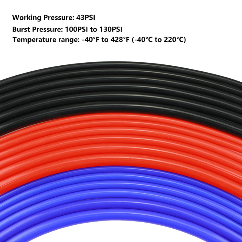 Ucreative 5FT ID 1/4" (6mm) High Temperature Silicone Vacuum Tubing Hose 130PSI Max Pressure Black 1/4" (6mm) - 5FT