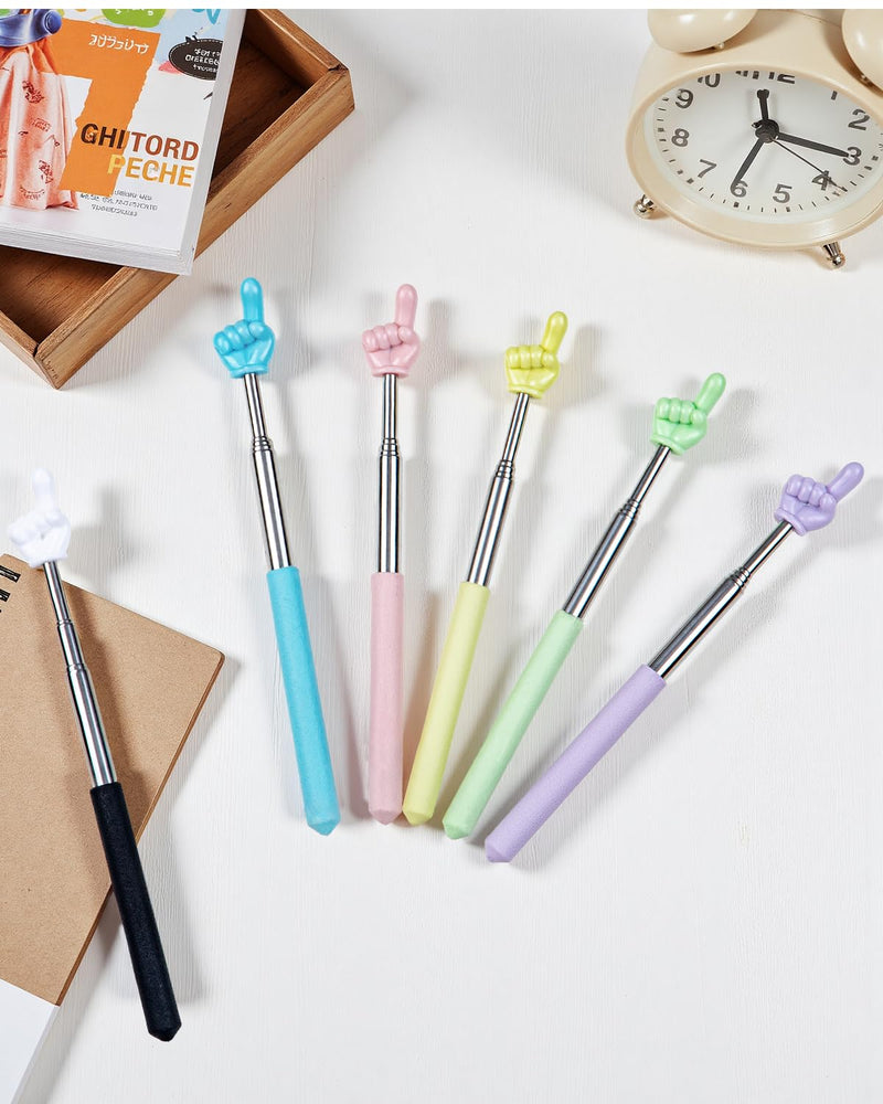 6PCS Finger Pointer Stick for Classroom – Extendable Teacher Pointer Stick and Pointer Finger Tool – Colorful Hand Pointer Stick for Presentations–Telescopic Pointer Stick–Classroom Essentials