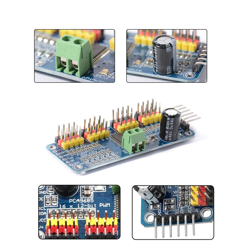 PCA9685 PWM Motor Driver 16 Channel 12-Bit PWM IIC Module Pack of 4 | Expandable 16-port driver module, for robot PWM generator board
