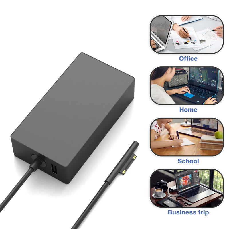 65W Surface Pro Charger Replacement for Microsoft Surface Laptop 2 3, Surface Pro X 9 8 7 6 5 4 3, Surface Go 2 Go 3, Surface Book 1 2 Microsoft Surface charger Power Supply Adapter