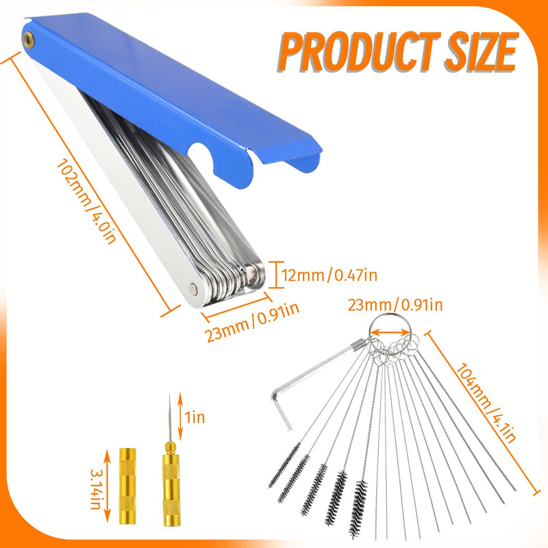 Carburetor Cleaning Tool Kit, Carb Cleaning Kit, con Stainless Steel 13 Cleaning Wires Set, 10 Cleaning Needles, 10 Nylon Brushes, 1 Throttle Wrench, 1 Sharp Pick