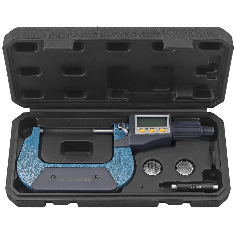 XUNTOP Micrometer Digital 50-75 mm Electronic Micrometer High Precision Outside Micrometer with LCD Display Length Measuring Tool Micro Caliper 0.001 mm / 0.00005 Inches