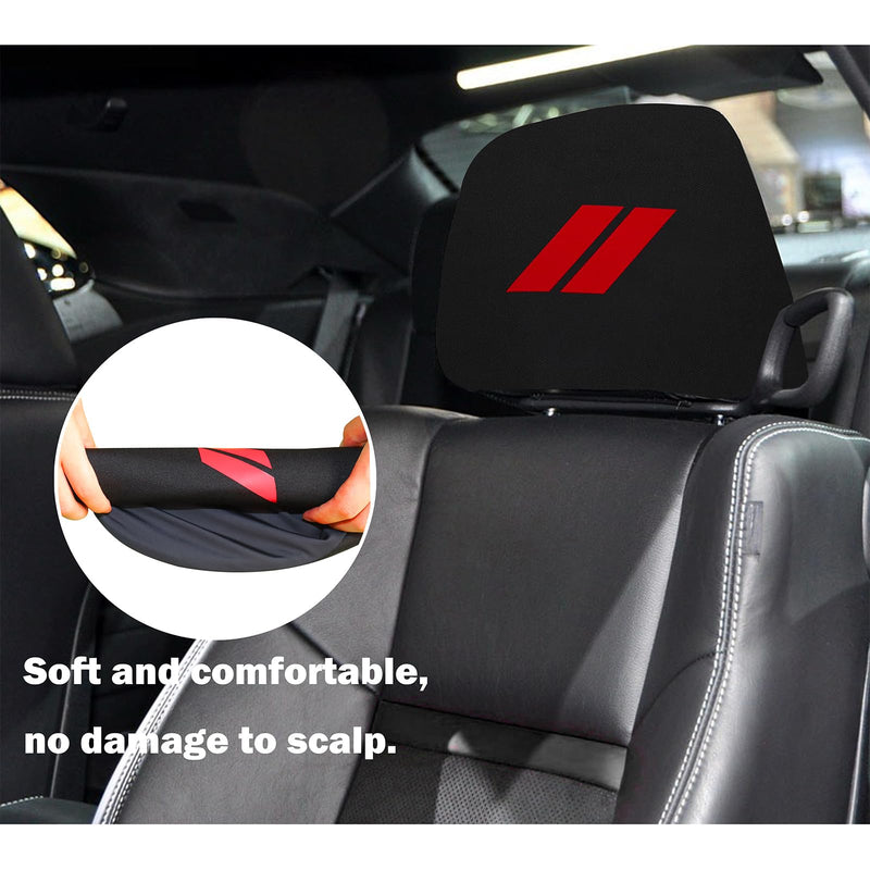 YOSRTER Headrest Covers for Dodge Charger Challenger Durango Accessories Soft Black Fabric Head Rest Cover Universal Fit to All Car/Truck Models 2 Pack（Red Trim） Red Trim
