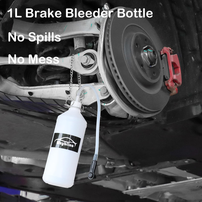 One Person 1L Brake Bleeder Bottle, Brake Fluid Bleeder Kit, with 24 inch Latex Tube and Universal Adapter.