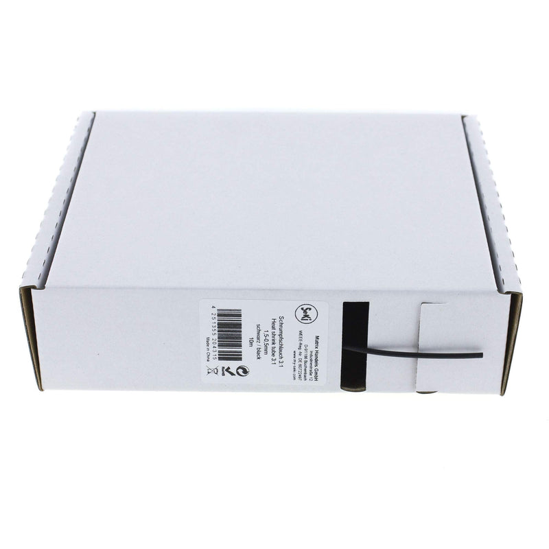 Heat shrink tubing black 3:1, 1.5-0.5mm, 10 meters - dispenser box without glue 1.5 > 0.5mm