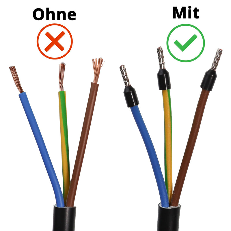 Afeld Elektro wire end sleeves 1.50mm² black insulated sleeve length 12mm total length 19.2mm 100 pieces for fine and ultra-fine wire conductors