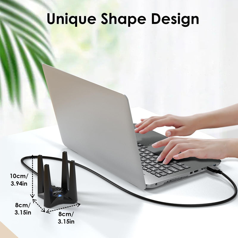 WAVLINK AX1800 USB WiFi Adapter for Desktop PC, Dual Band 5GHz/2.4GHz, MU-MIMO, Beamforming, WPA3 Security, 4x3dBi Antennas, Windows 11/10 Compatible