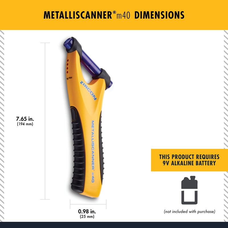 Zircon MetalliScanner m40 Handheld Electronic Metal Detector Standard Packaging