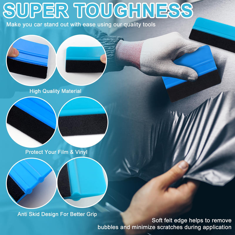 10PCS Window Tint Tools Kit, Premium Vinyl Wrap Kit, Easy to Apply Glass & Window Film Application Kit, Vehicle Vinyl Wrap Tools - 2PCS Felt Squeegee & Micro Squeegee & Craft Knife &Edge Trimmer