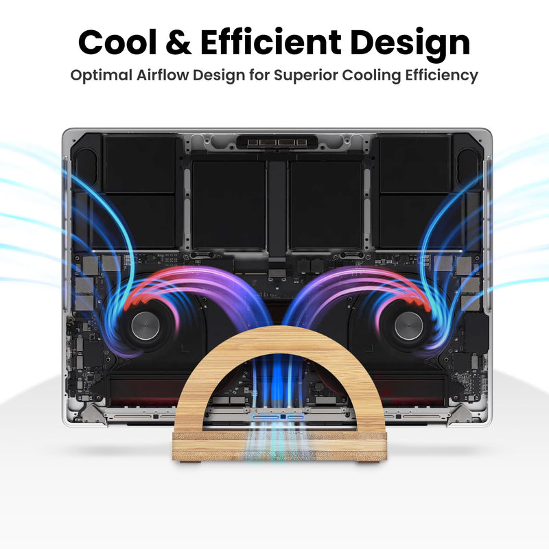 Kothar Premium Wood Vertical Laptop Stand - Adjustable Single Slot Bamboo Holder for MacBook, Dell, HP, and More | Space-Saving Desktop Organizer | Eco-Friendly, Sleek & Durable Design Natural