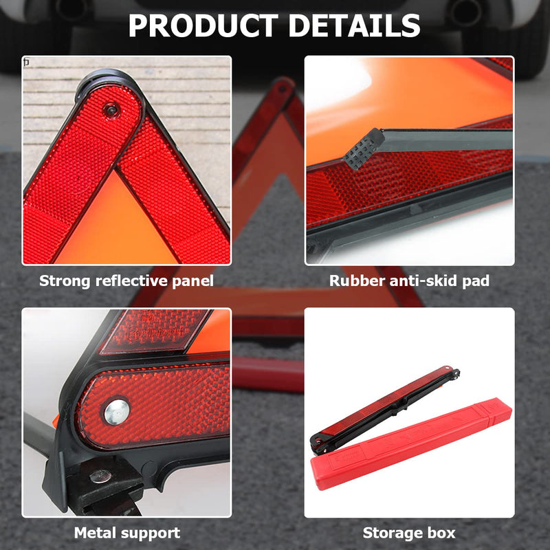 AUKEPO Warning Triangles, Foldable Car Road Warning Reflective Triangles, Emergency Triangle for Vehicles Breakdown, Slow Moving Vehicle Triangle Reflector Safety Triangle Kit