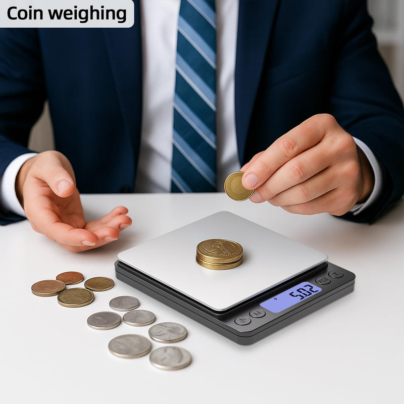 SKEAP Digital Jewelry Scale – 500g x 0.01g Precision Gold Scale for Jewelers & Collectors, Digital Coin Scale with Backlit LCD, Tare Function– Ideal for Gemstones, Bullion & Coins.