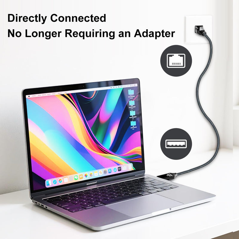 USB to Ethernet Cable 12Ft,USB 3.0 Male to RJ45 Serial Adapter Directly Connected, Compatible with Laptop, PC, MacBook, Switch, Windows, macOS, Linux(12Ft/4M)