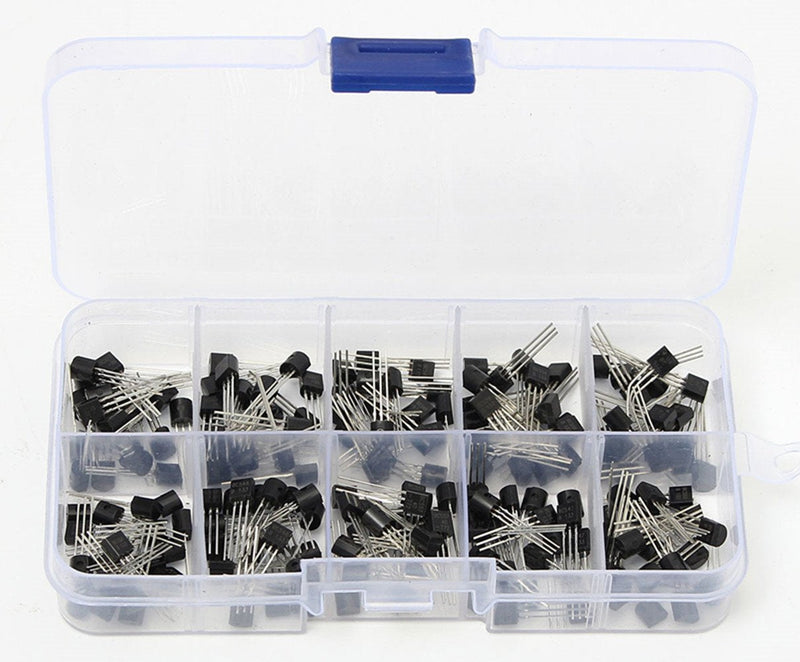 DollaTek 10 Values 200PCS NPN PNP Power Transistor Assortment Assorted Kit BC327-BC558 with Clear Plastic Box