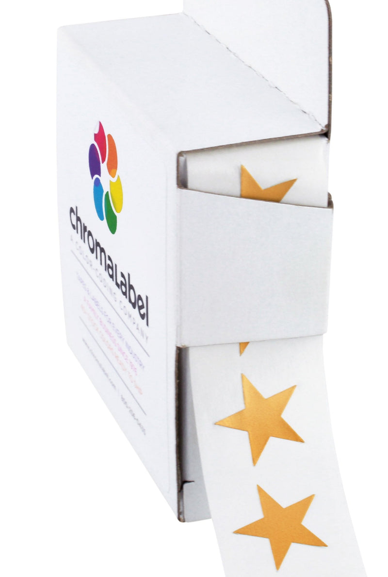 ChromaLabel 0.75 Inch Metallic Star Stickers Variety Pack, Assorted Gold, Silver, Bronze, 1000 Labels per Dispenser Box 3/4" 3 Colors - Bronze, Gold, Silver
