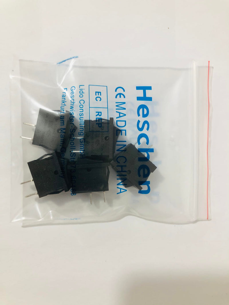 Heschen Pack of 5 Black Rectangular Rocker Switch ON-OFF SPST 2 Position 2 Terminal 6A 250VAC/125VAC UL VDE