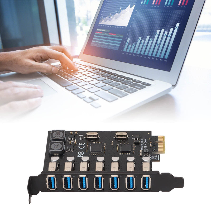 PUSOKEI 7 Ports PCI-E to USB 3.0 Expansion Card, 5Gbps High Speed USB3.0 PCI-EX1 X4 X8 X16 Adapter, Internal USB3.0 Hub Converter for Desktop PC, for for XP, for WIN7, for WIN8, for WIN8.1, for WIN10