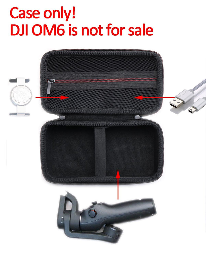 OM6 Case，Hard EVA Case Replacement Compatible with DJI OM6 Osmo Mobile 6 Gimbal Stabilizer, Storage Gimbal, Clamp, Cable Medium can't hold grip tripod