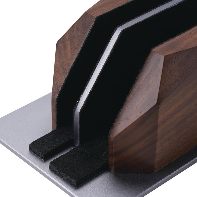 Wood Vertical Laptop Stand for Desk, Dual Slot Adjustable Wooden Laptop Holder to Dock MacBook, MacBook Pro and Gaming Laptops, Solid Black Walnut Black Felt