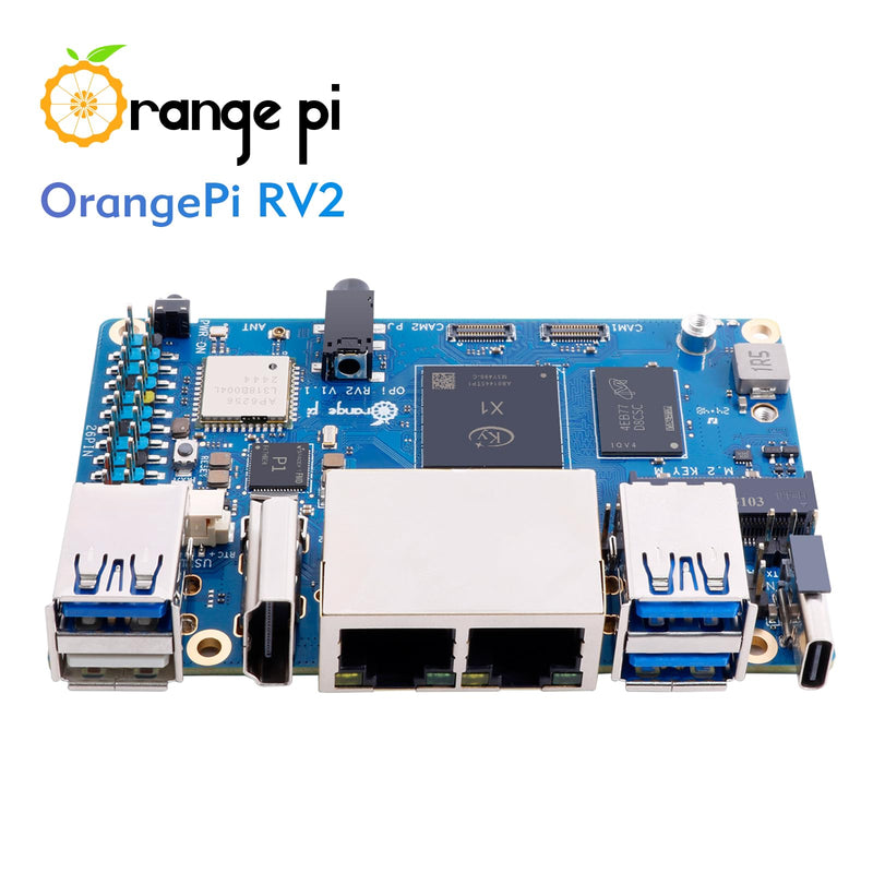 Orange Pi RV2 4GB RAM LPDDR4X RISC V 8 Core 2Tops Al Arithmetic Power Development Board, Wi-Fi 5+BT 5 with BLE Support Single Board Computer Run Ubuntu24.04 (4GB)